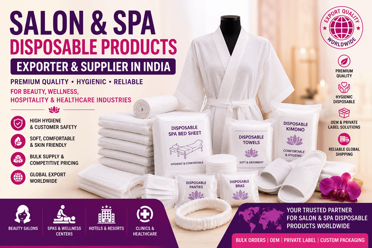 Salon & Spa Disposable Products Exporter & Supplier in India - Nexazon Global Solutions