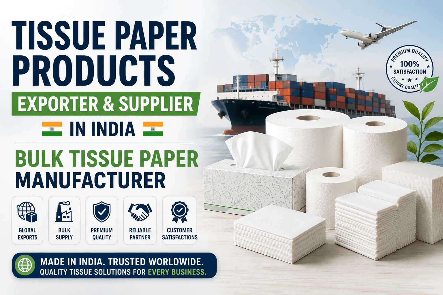 Tissue Paper Products Exporter & Supplier in India: Trusted Bulk Manufacturer and Global Export Partner