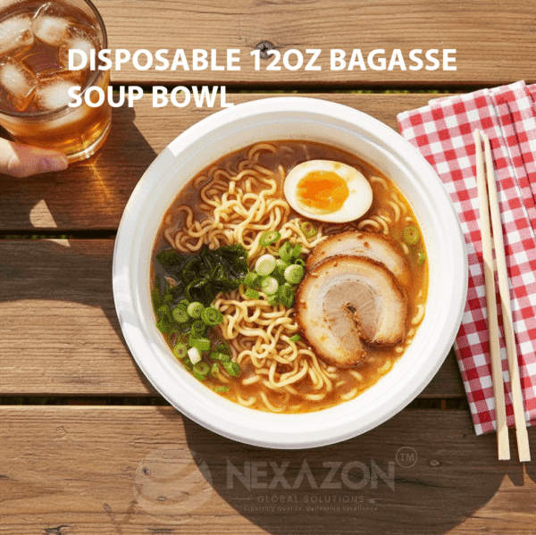 Disposable 12 OZ Bagasse Cereal Bowl - Nexazon Global Solutions - 2