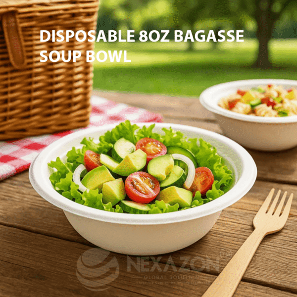 Disposable 8 OZ Bagasse Soup Bowl - Nexazon Global Solutions