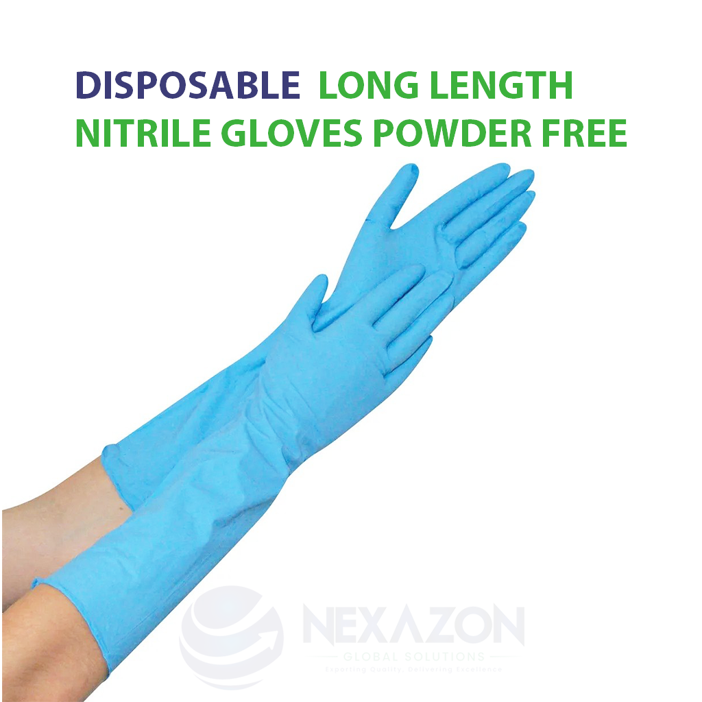 Disposable Long Length Nitrile Gloves Powder Free - Nexazon Global Solutions