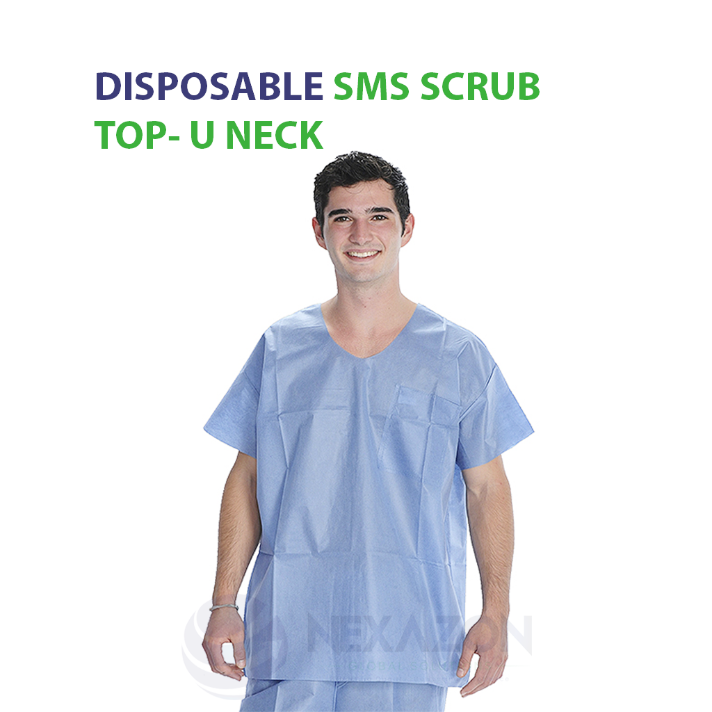 Disposable SMS Scrub Top U Neck - Nexazon Global Solutions