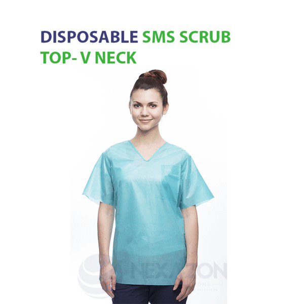 Disposable SMS Scrub Top V Neck - Nexazon Global Solutions
