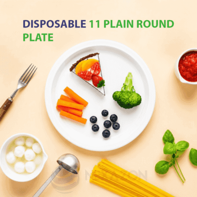 Disposable 11 Inch Plain Round Bagasse Plate - Nexazon Global Solutions