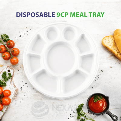 Disposable 9CP Meal Bagasse Tray - Nexazon Global Solutions
