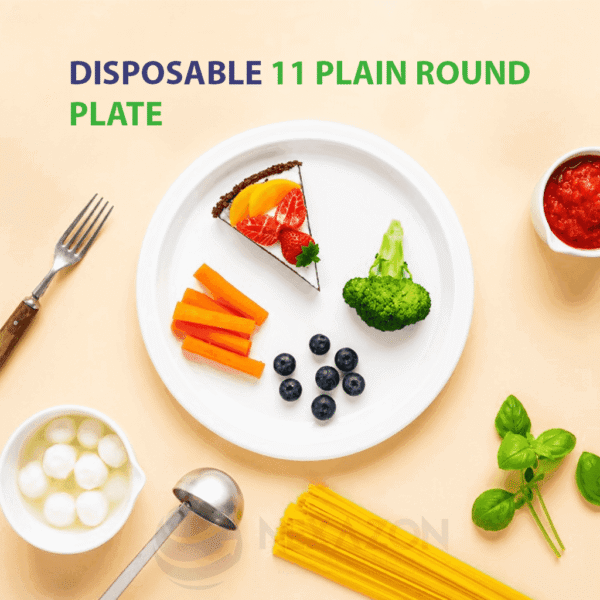 Disposable 11 Inch Plain Round Bagasse Plate - Nexazon Global Solutions
