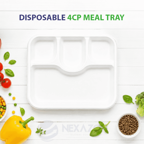 Disposable 4CP Meal Bagasse Tray - Nexazon Global Solutions - 1.1