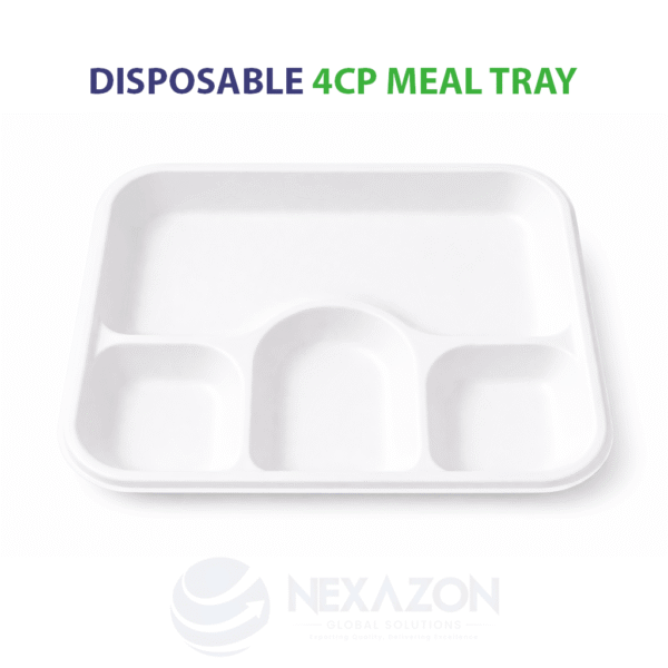 Disposable 4CP Meal Bagasse Tray - Nexazon Global Solutions - 4
