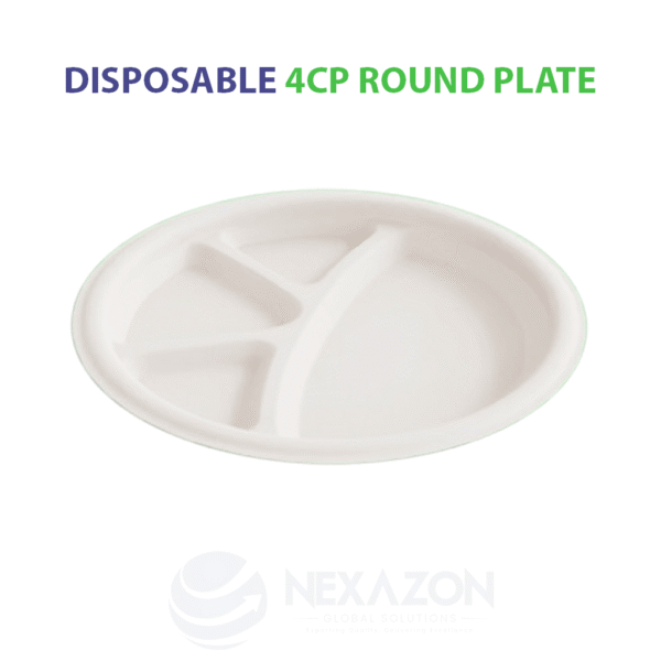 Disposable 4CP Round Bagasse Plate - Nexazon Global Solutions - 2