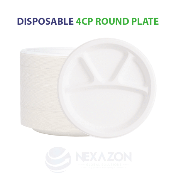Disposable 4CP Round Bagasse Plate - Nexazon Global Solutions - 3
