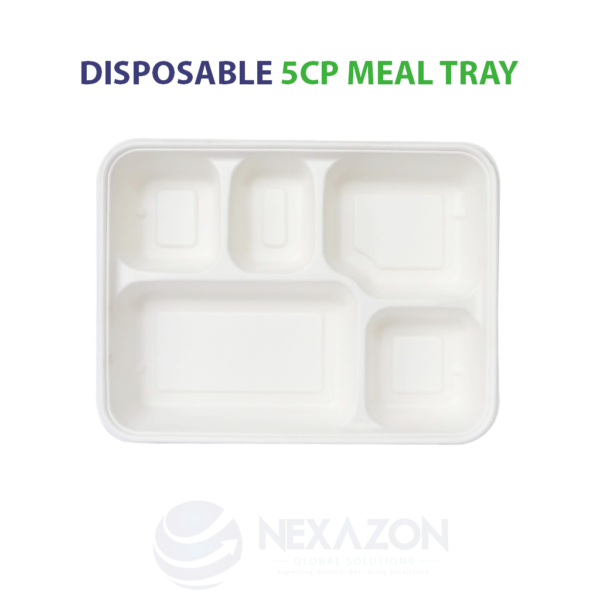 Disposable 5CP Meal Bagasse Tray - Nexazon Global Solutions - 2