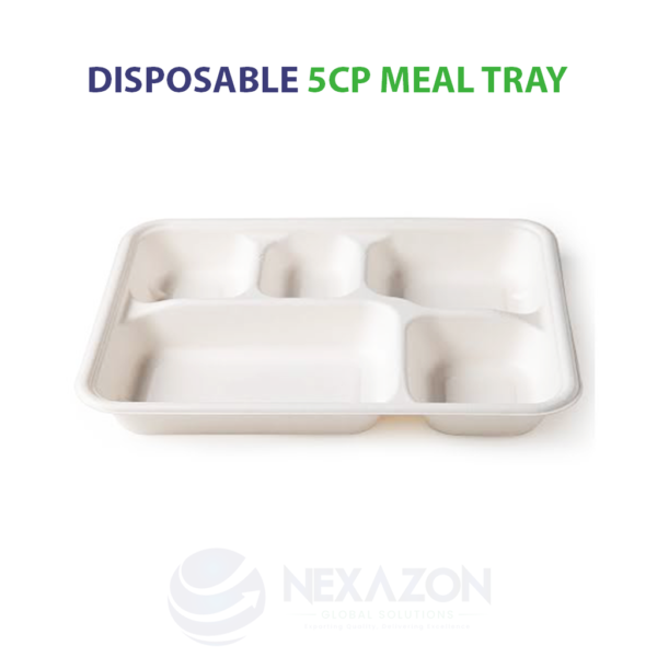 Disposable 5CP Meal Bagasse Tray - Nexazon Global Solutions - 4
