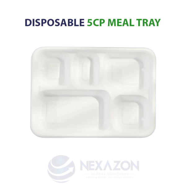 Disposable 5CP Meal Bagasse Tray - Nexazon Global Solutions
