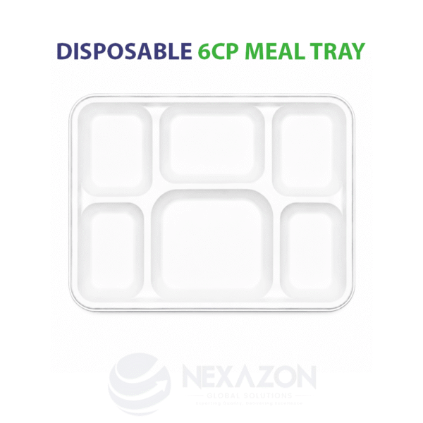 Disposable 6CP Meal Bagasse Tray - Nexazon Global Solutions - 1