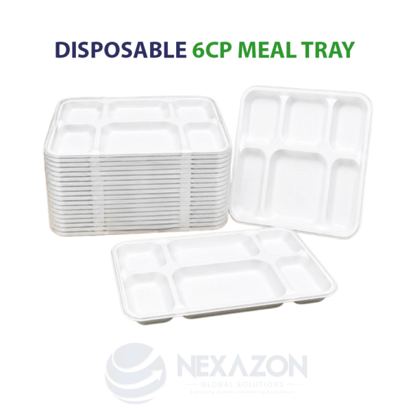 Disposable 6CP Meal Bagasse Tray - Nexazon Global Solutions - 3