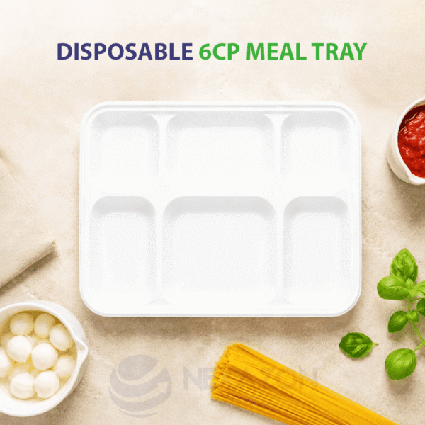 Disposable 6CP Meal Bagasse Tray - Nexazon Global Solutions