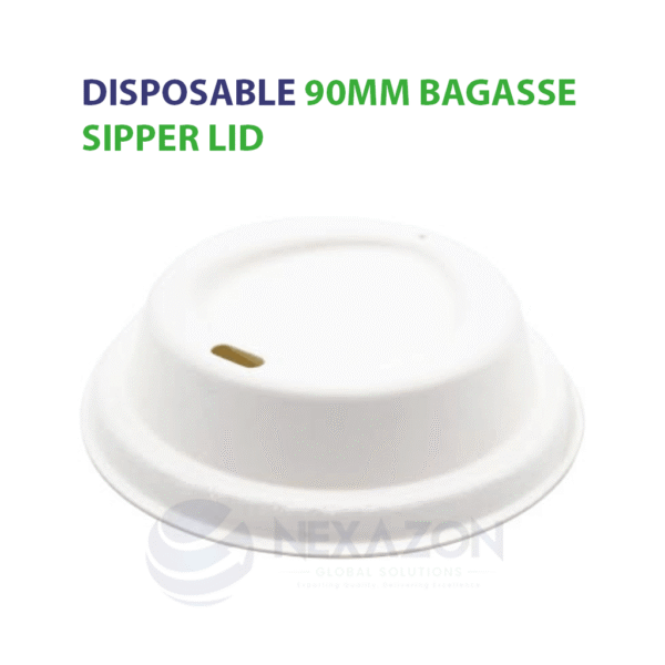 Disposable-90mm-Bagasse-Sipper-Lid - Nexazon Global Solutions
