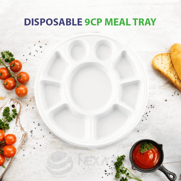 Disposable 9CP Meal Bagasse Tray - Nexazon Global Solutions