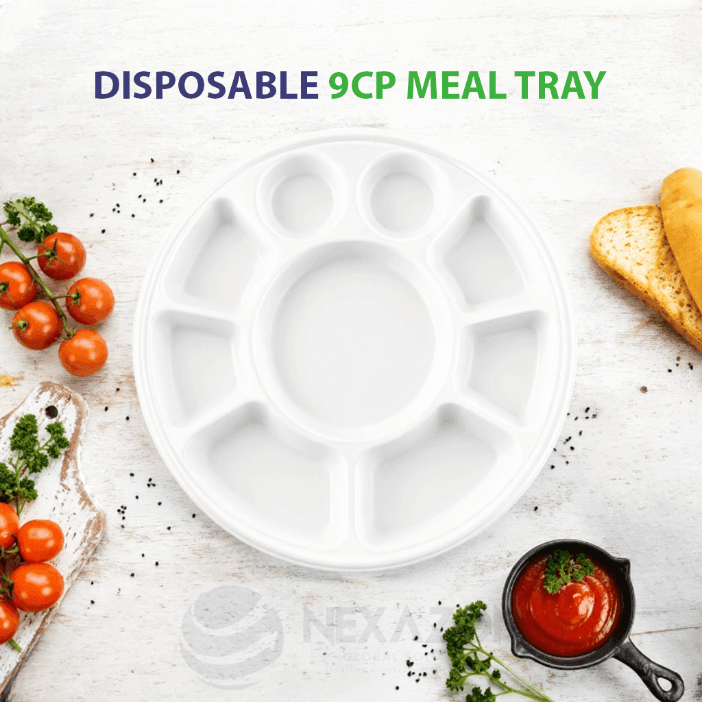 Disposable 9CP Meal Bagasse Tray - Nexazon Global Solutions