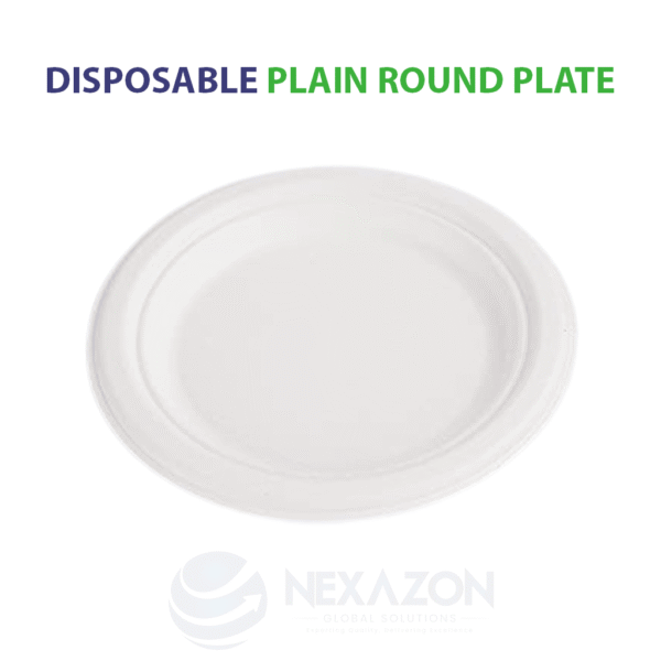 Disposable Plain Round Bagasse Plate - Nexazon Global Solutions - 2